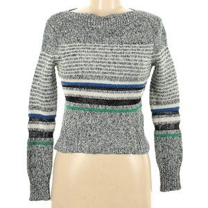 See By Chloe Grey Striped Wool-Blend Sweater
